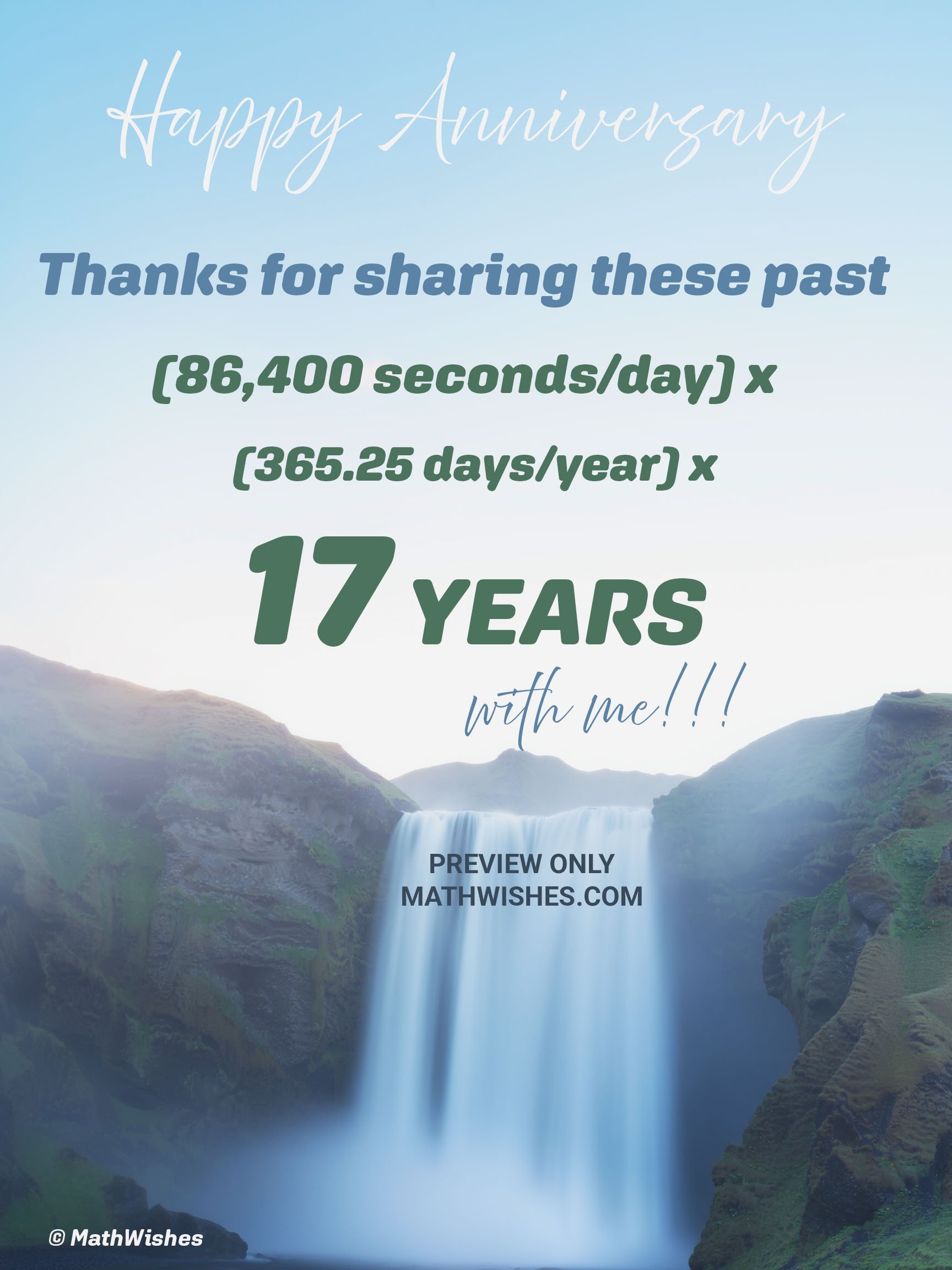 17th Anniversary Card - Waterfall product image (1)