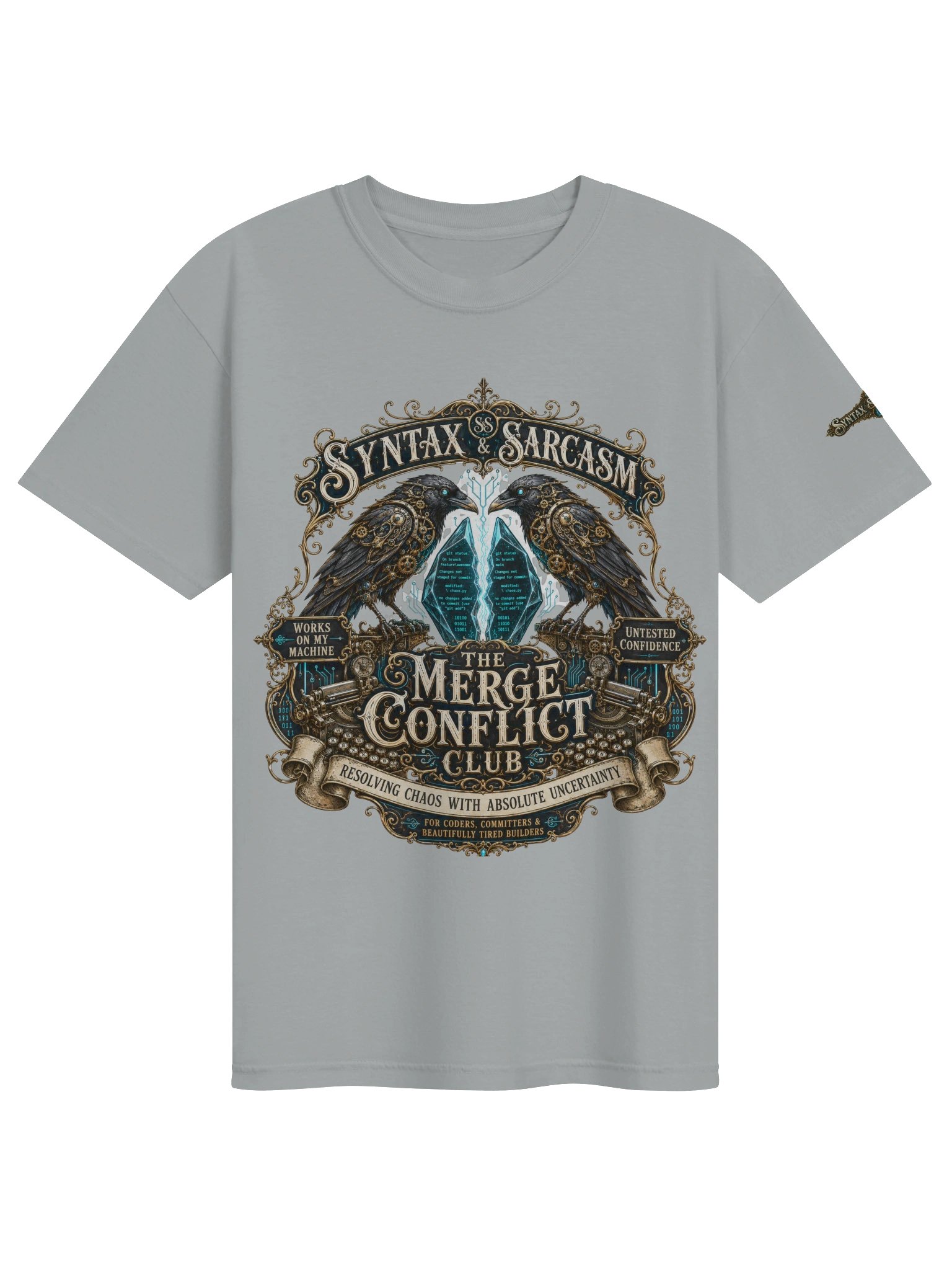 Syntax & Sarcasm Merge Conflict Club Heavyweight Coding T-Shirt product image (4)