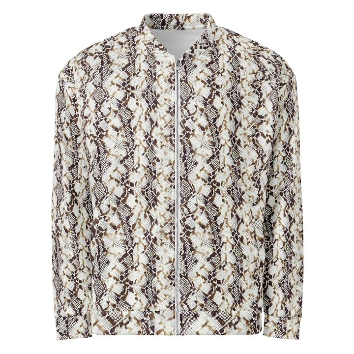Beige Snake Skin Bomber Jacket product image (1)