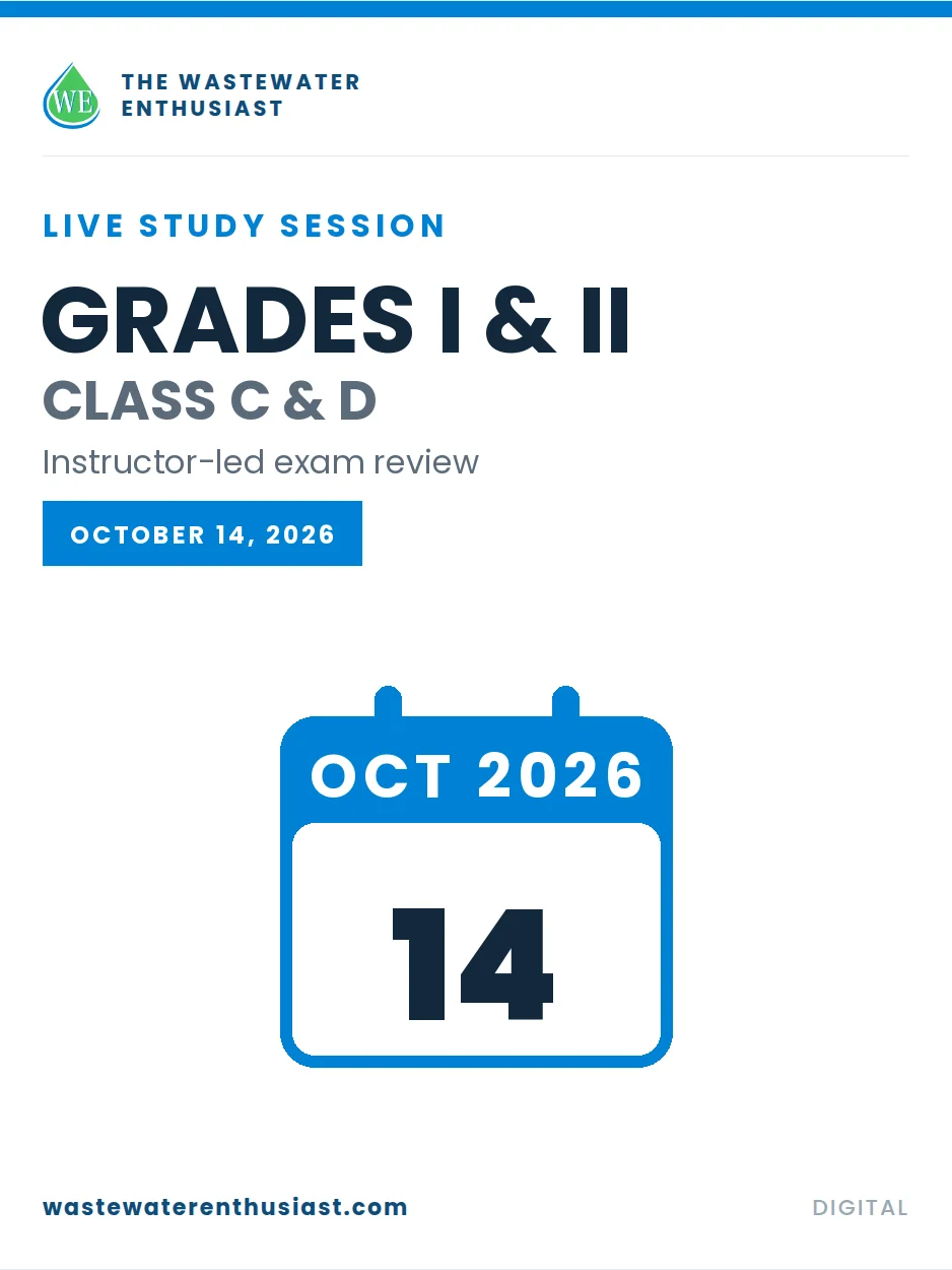 Grades I & II / Class C Wastewater Exam Study Session product image (1)