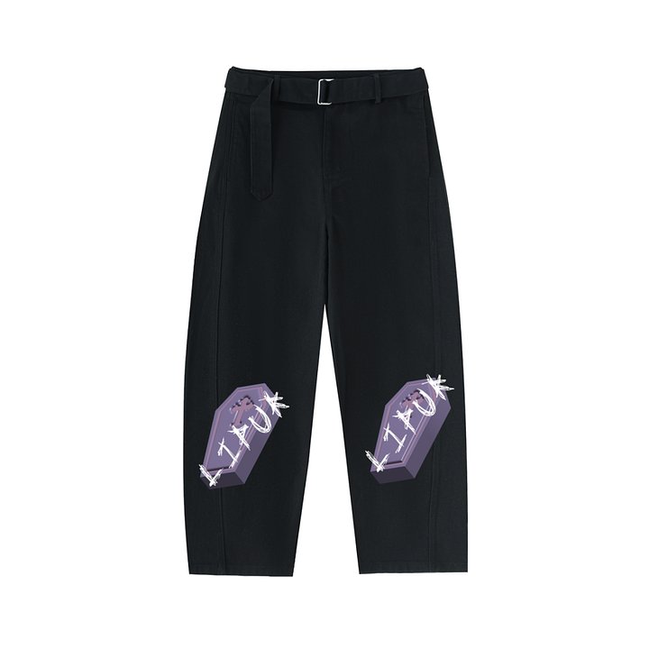 Twisted-Seam Belted Curved-Blade Pants product image (1)
