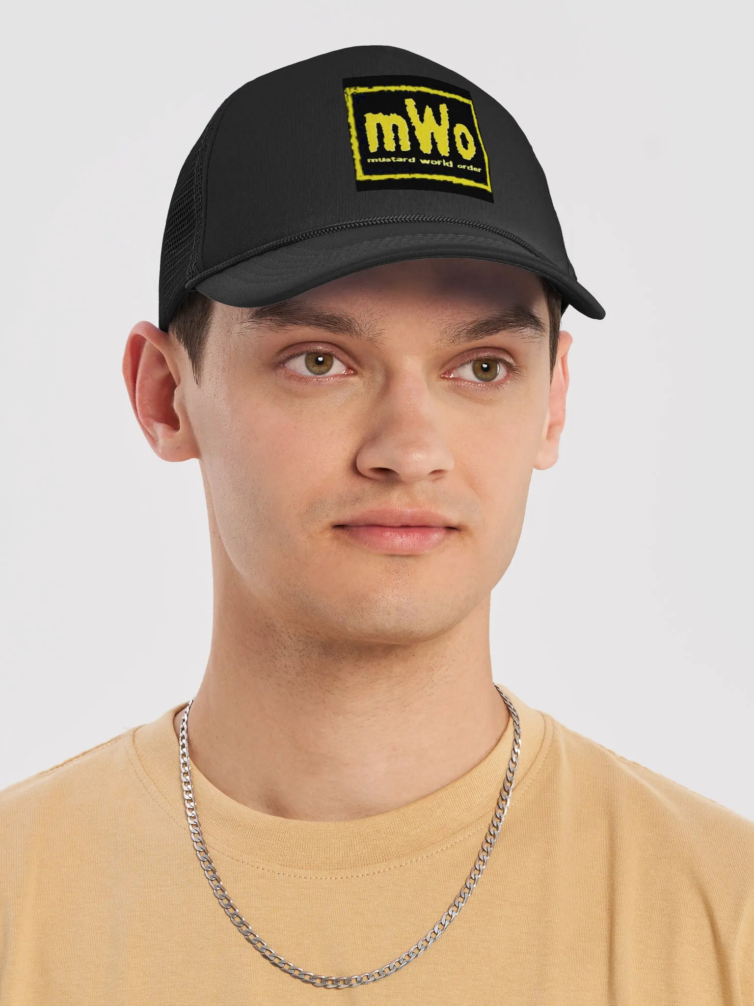 mWo Mustard World Order Foam Trucker Hat product image (5)