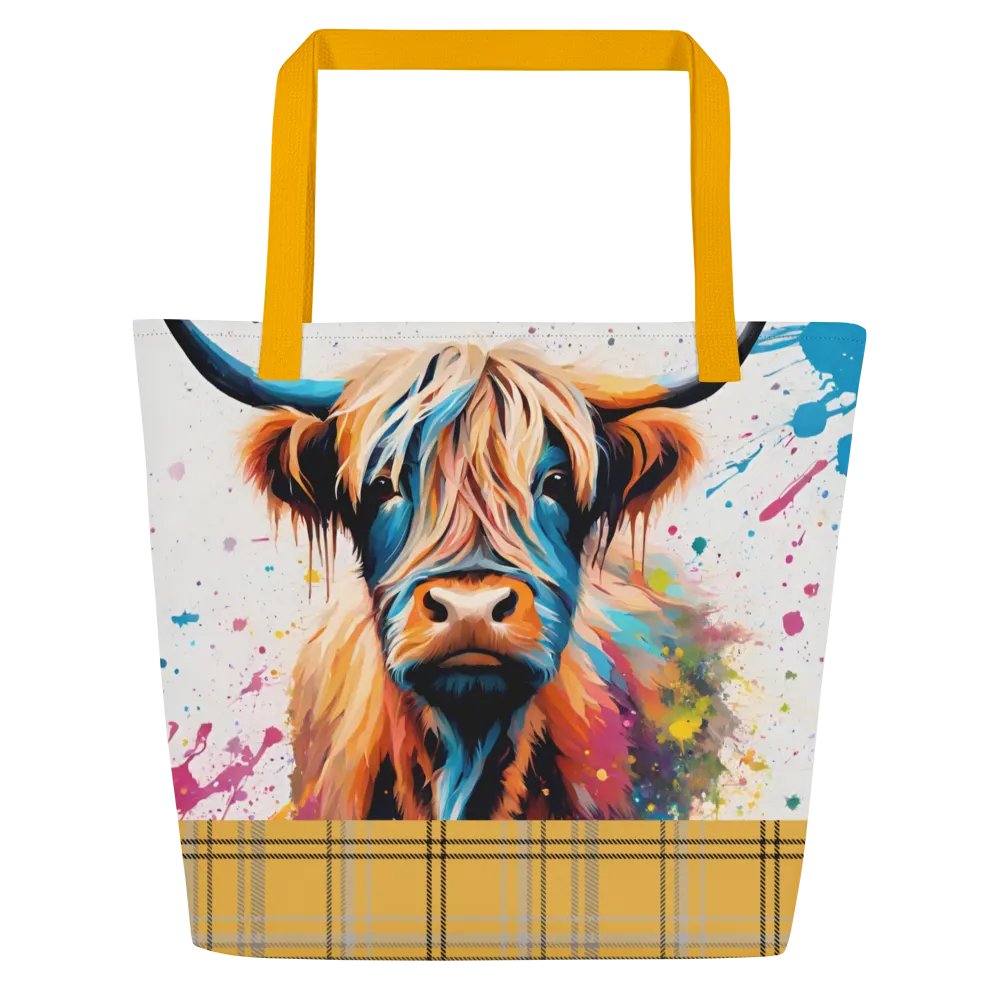 Multi Coloured Paint Splash Highland Cow Tote Bag product image (3)