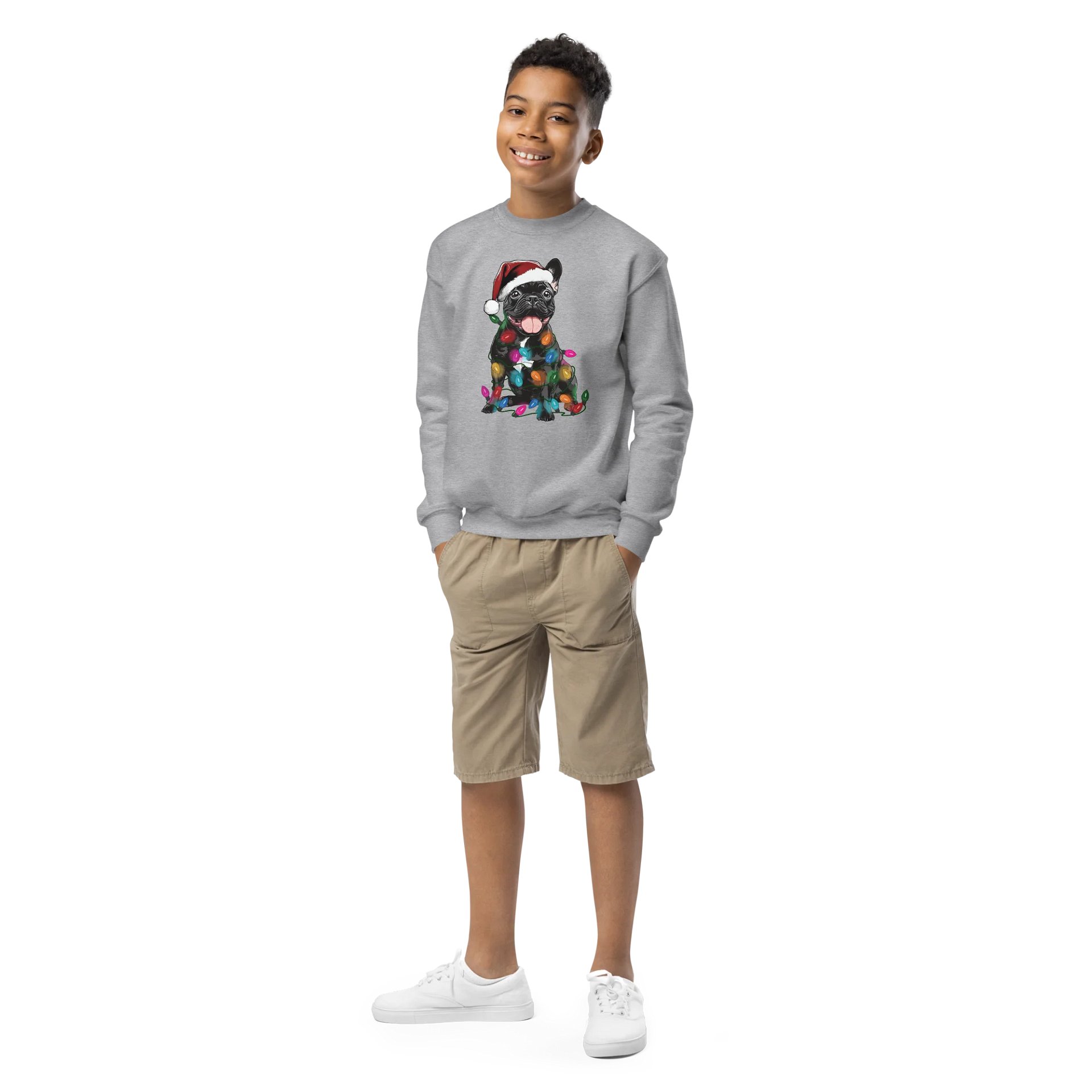 Funny Christmas French Bulldog(Black) Youth Sweatshirt product image (1)