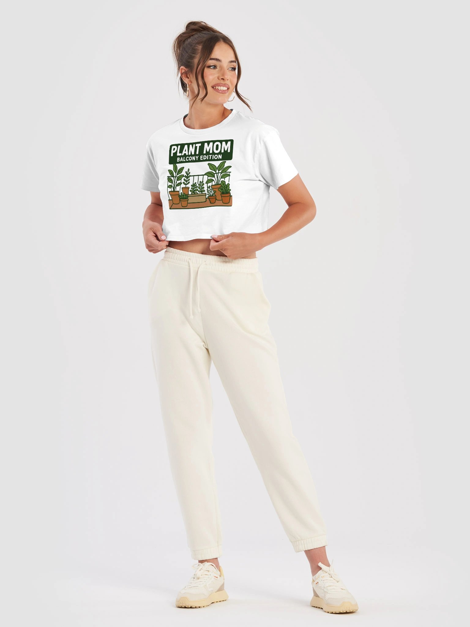 Plant Mom Balcony Edition Crop Tee – Cute Gardening Graphic Shirt product image (2)