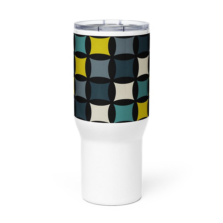 Geometric Mid-Century Style Grid Ceramic Travel Mug product image (2)