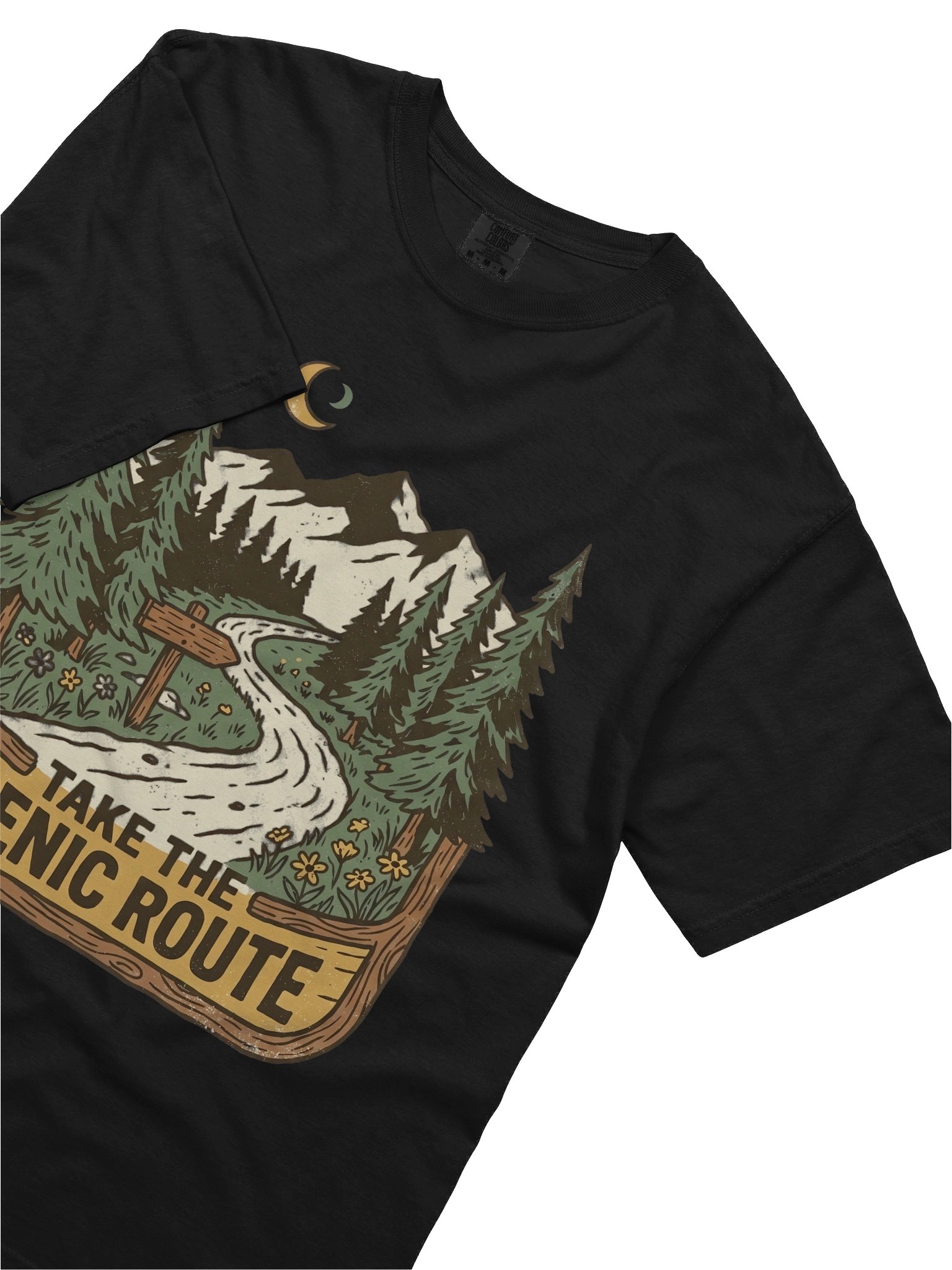 Take the Scenic Route T-Shirt – Vintage Engraved Mountain Path & Nature Apparel product image (3)