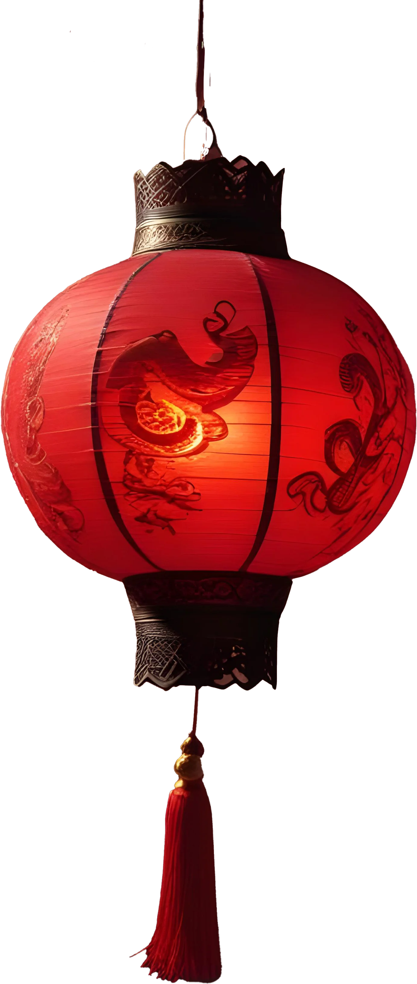 Chinese Hanging Lantern – Traditional Red Tassel Design PNG product image (1)