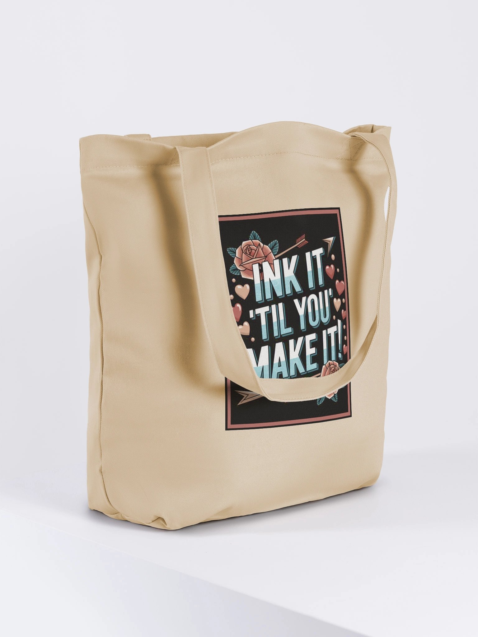Cream "MAKE IT TILL' YOU MAKE IT" Organic Tote Bag product image (4)
