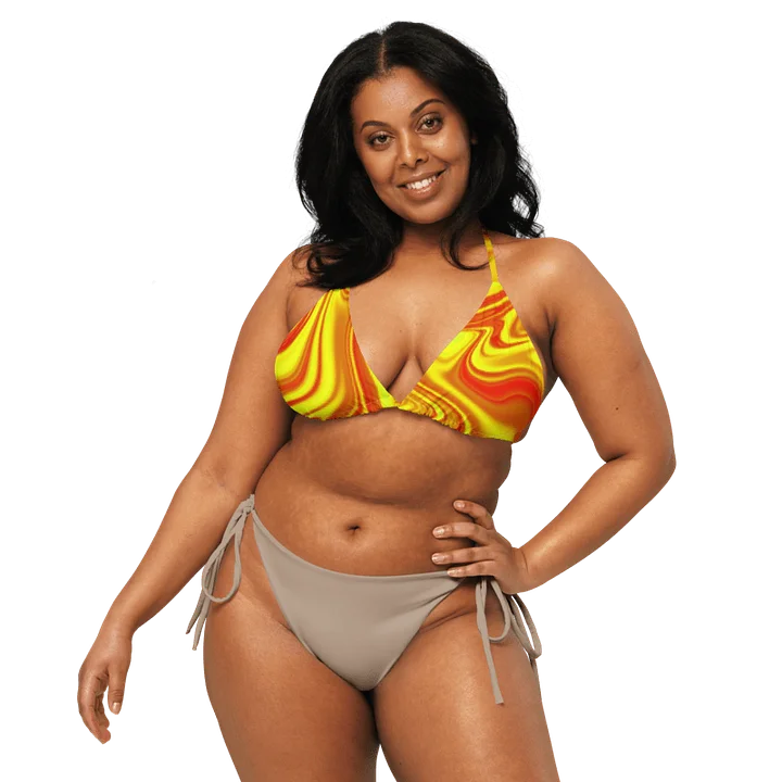 Padded String Bikini Top - Yellow and Red Digital Fluid Art product image (1)