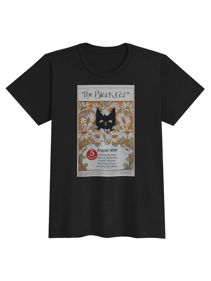 Vintage Black Cat Magazine Vintage Black Cat magazine cover tee with peeking black cat amidst white daisies. Semi-fitted Gildan Womens Softstyle Tee product image (1)