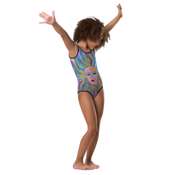 Girl with colorful hair - (art by Dina R.) - acrylic painting picture - Kids Swimsuit product image (1)