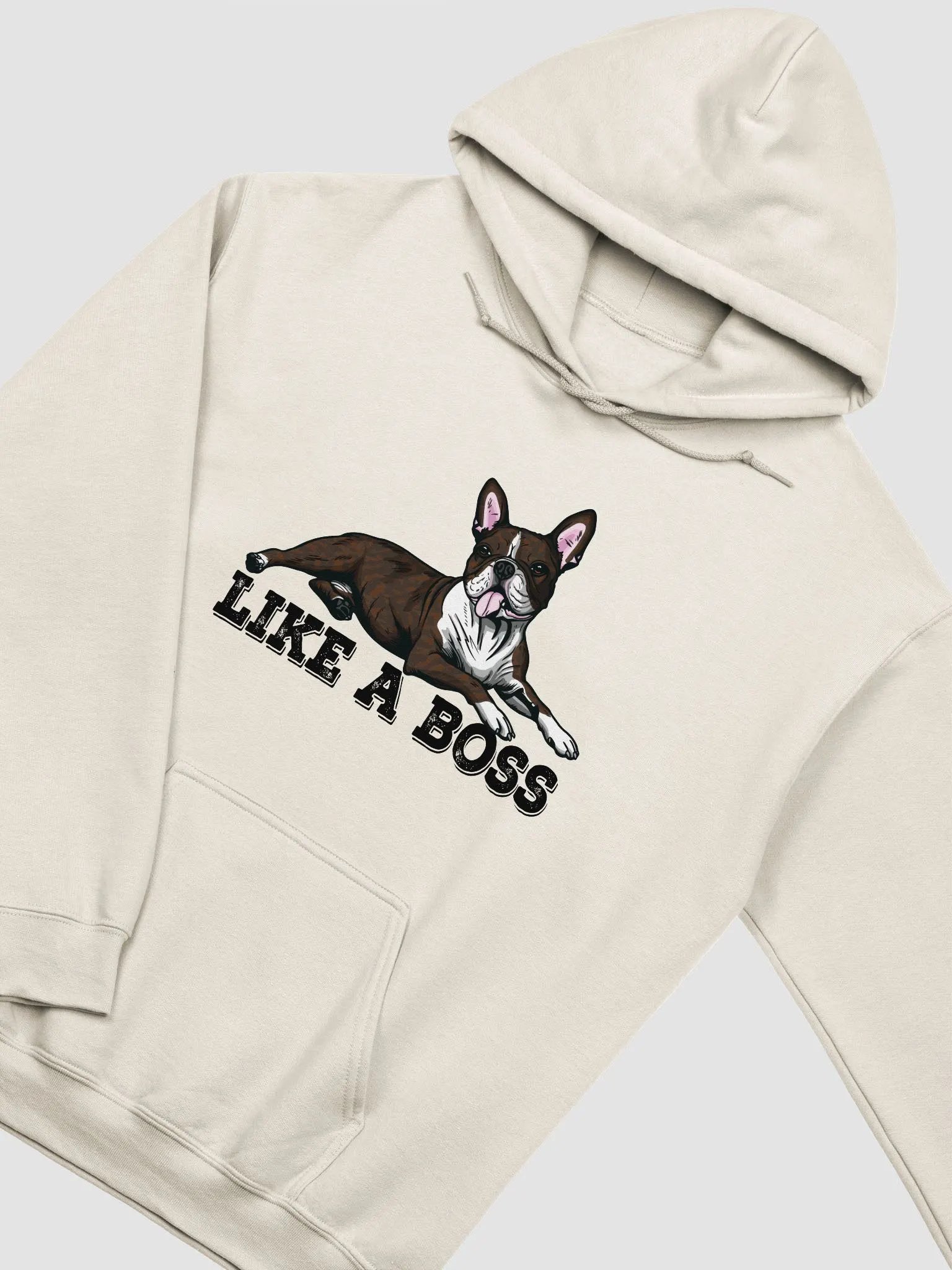 Like a Boss Hooded Sweatshirt of a Boston Terrier(Brindle) | Funny Hoodie for Bostie Paw-rents product image (5)