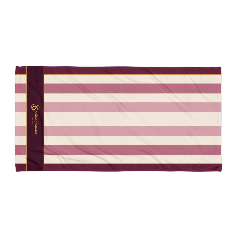 Solace Signature Burgundy Stripe Bath Towel product image (1)