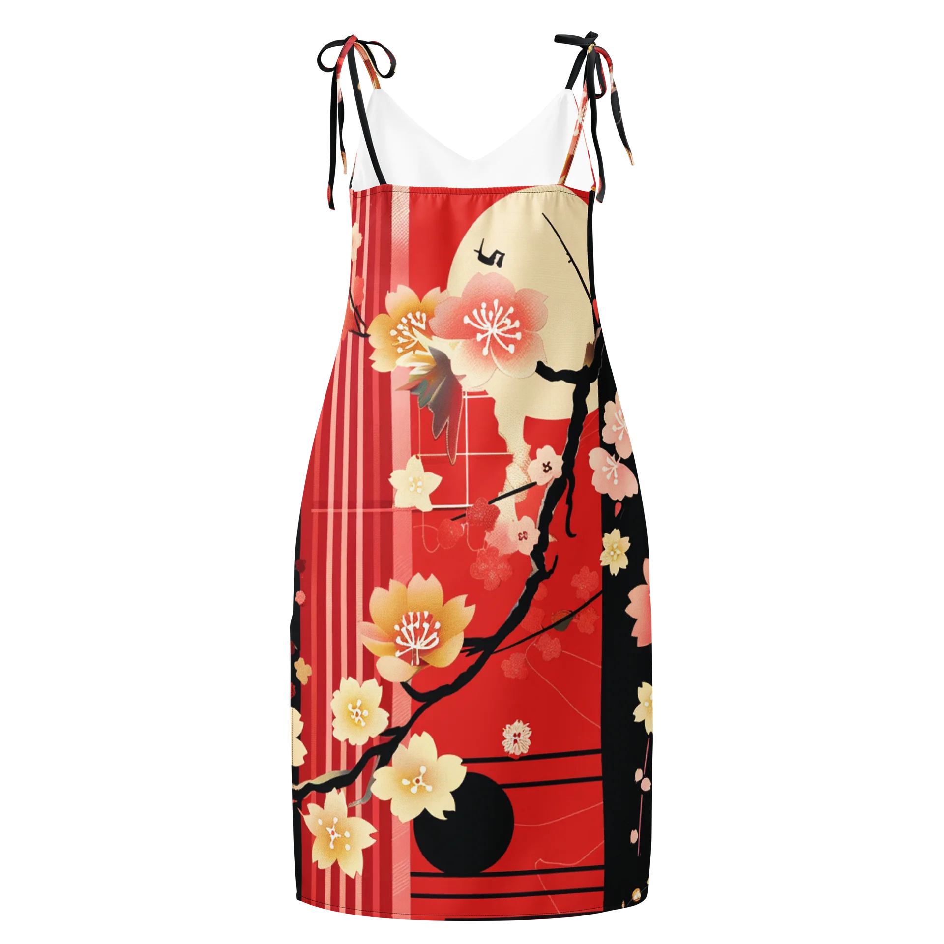 Japanese Sakura Midi Slip Dress | Red Cherry Blossom Chiffon Summer Dress product image (2)