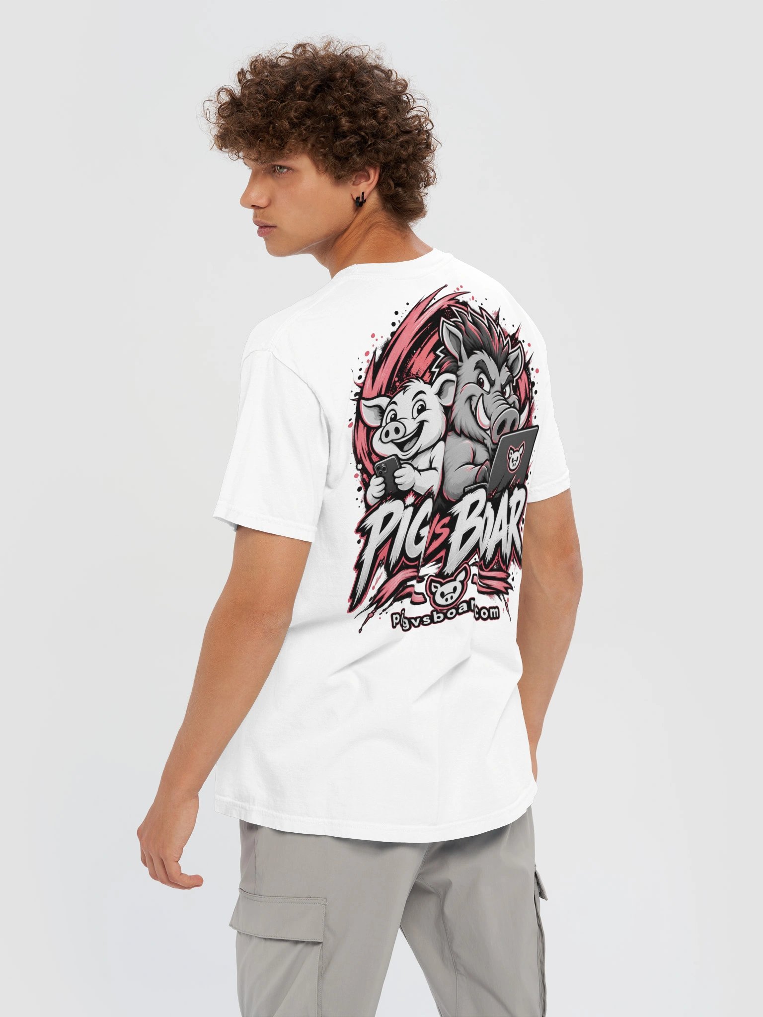 Pig vs Boar Showdown Adult Tee - Pink product image (6)