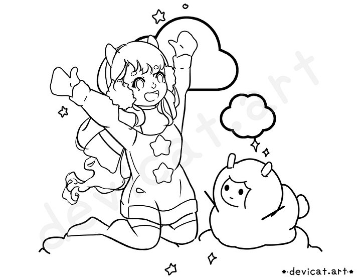 Hanabi SnowGirl & SnowSheep 2026 Coloring Page product image (1)
