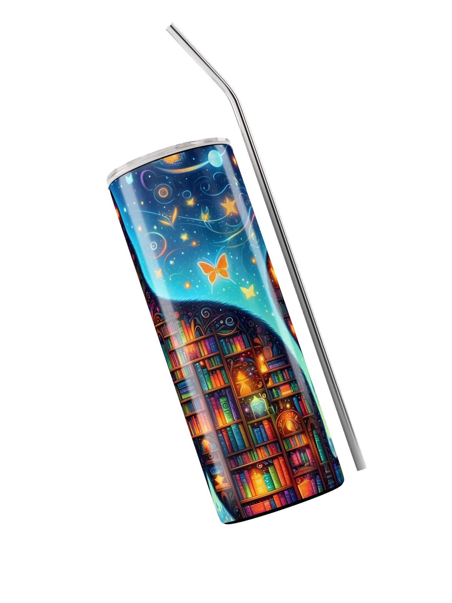 Enchanted Library Cat Tumbler | Magical Book Lover Cup product image (3)