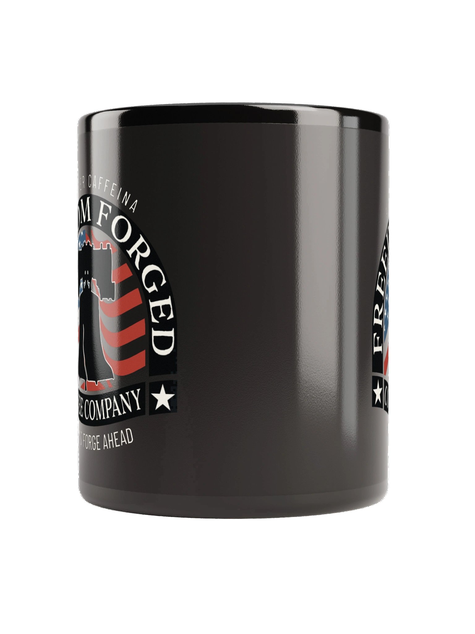 Freedom Forged Coffee Company Mug, Black Glossy. Liberty Bell Logo product image (3)