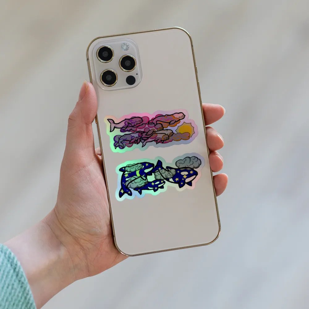 sunset beluga and midnight orca holographic sticker set product image (8)