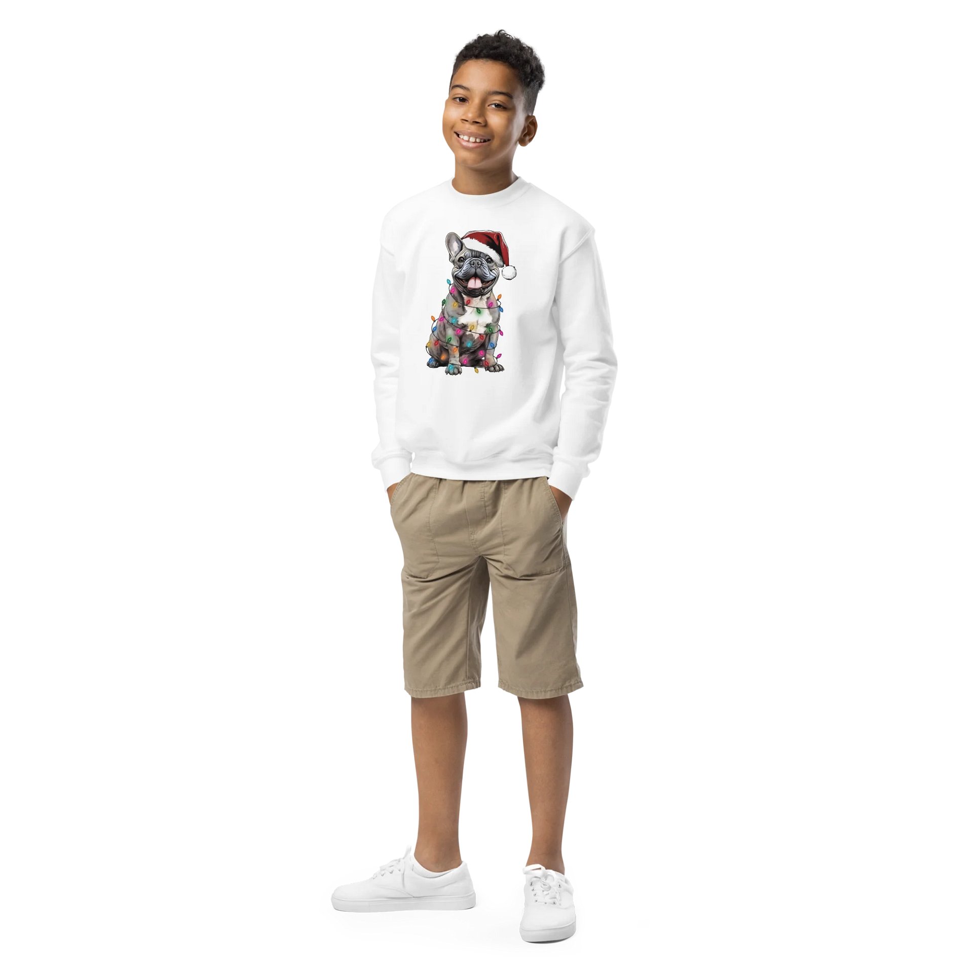 Funny Christmas French Bulldog(Blue) Youth Sweatshirt product image (1)