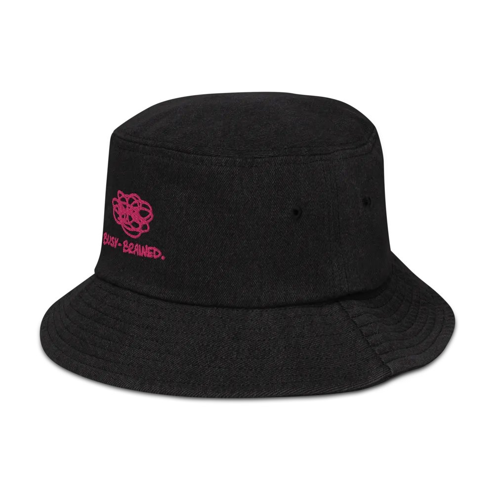 BUSY-BRAINED (pink) embroidered denim bucket hat product image (4)