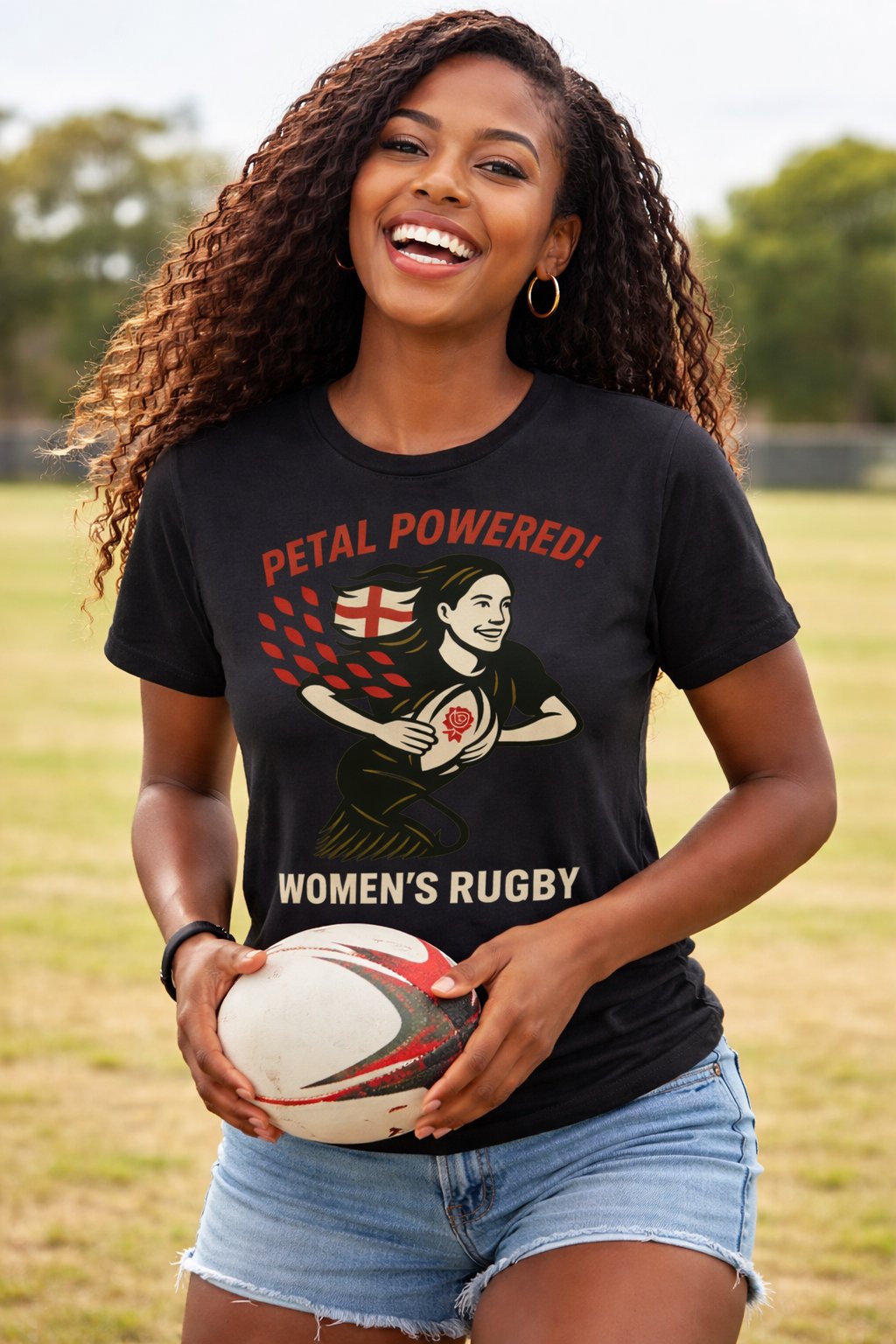 England "Petal Powered" Women’s Rugby T-Shirt | Empowering Graphic Tee – Premium Supporter Apparel product image (1)
