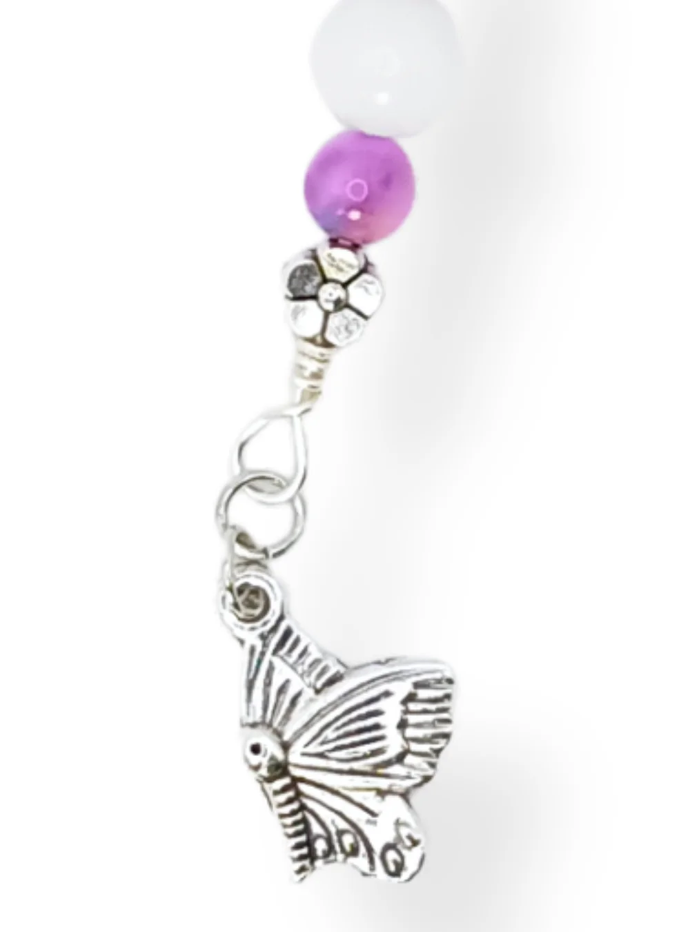 Butterfly Notebook Charm | Quartz & Purple Crystal, Silver-Tone | Stitch Marker | Zipper Pull product image (2)
