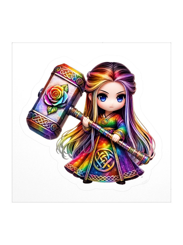 Rainbow Chibi Warrior Kiss Cut Sticker product image (3)