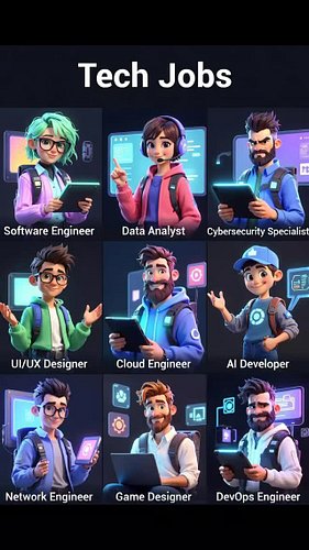 Tech jobs aren’t just careers.
They’re skill stacks 🧠⚙️

👨‍💻 Software Engineer
📊 Data Analyst
🔐 Cybersecurity Specialist
🎨 UI...