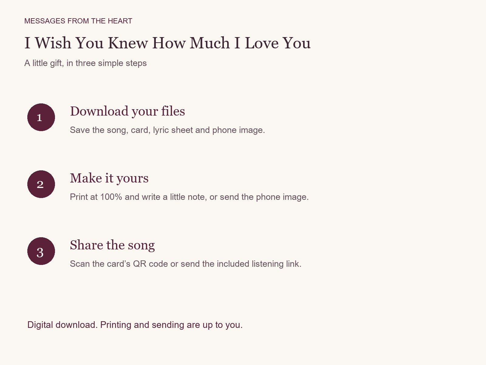 I Wish You Knew How Much I Love You — Printable Song Gift product image (3)