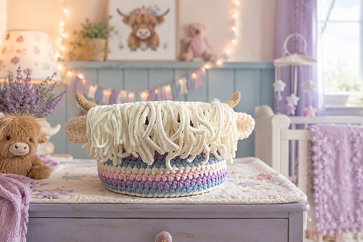 Highland Hues Cow Crochet Basket product image (2)