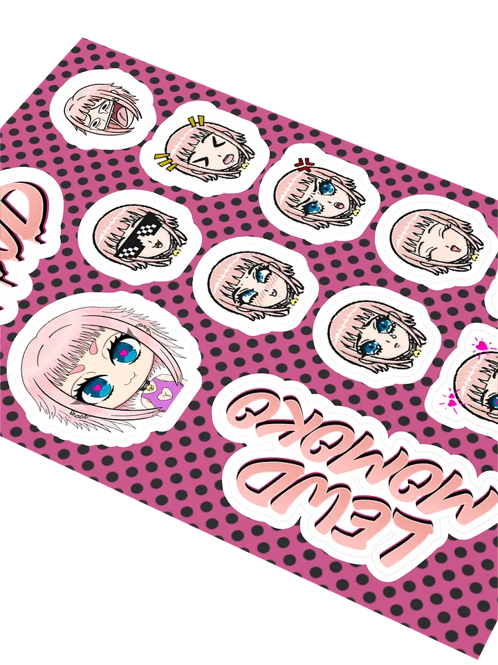 Lewd Momoko Sticker Sheet – Emoji & Logo Pack (12 pcs) product image (2)