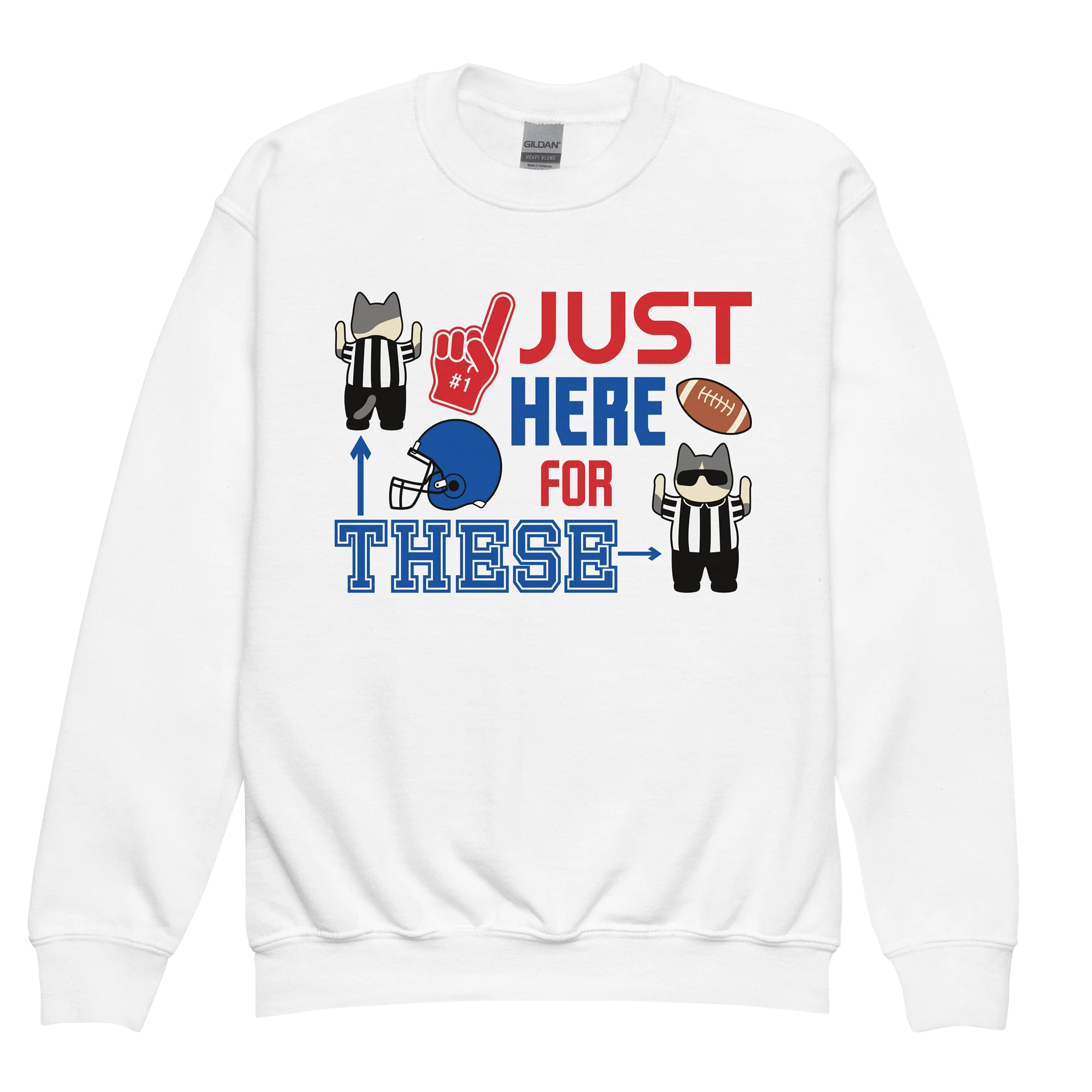 American Football Cat (JUST HERE FOR THESE - touchdown signals) - Unisex Youth Sweatshirt product image (1)
