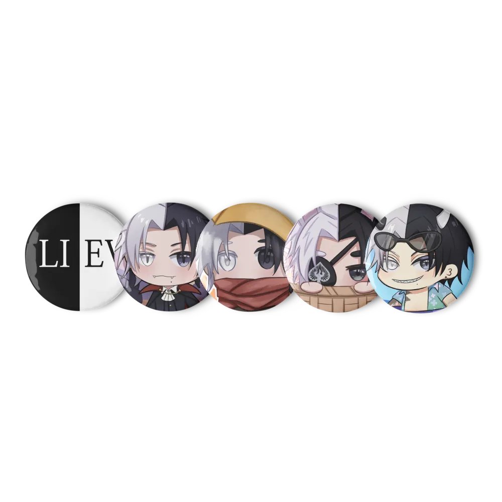 Liev chibi + logo pin pack product image (1)