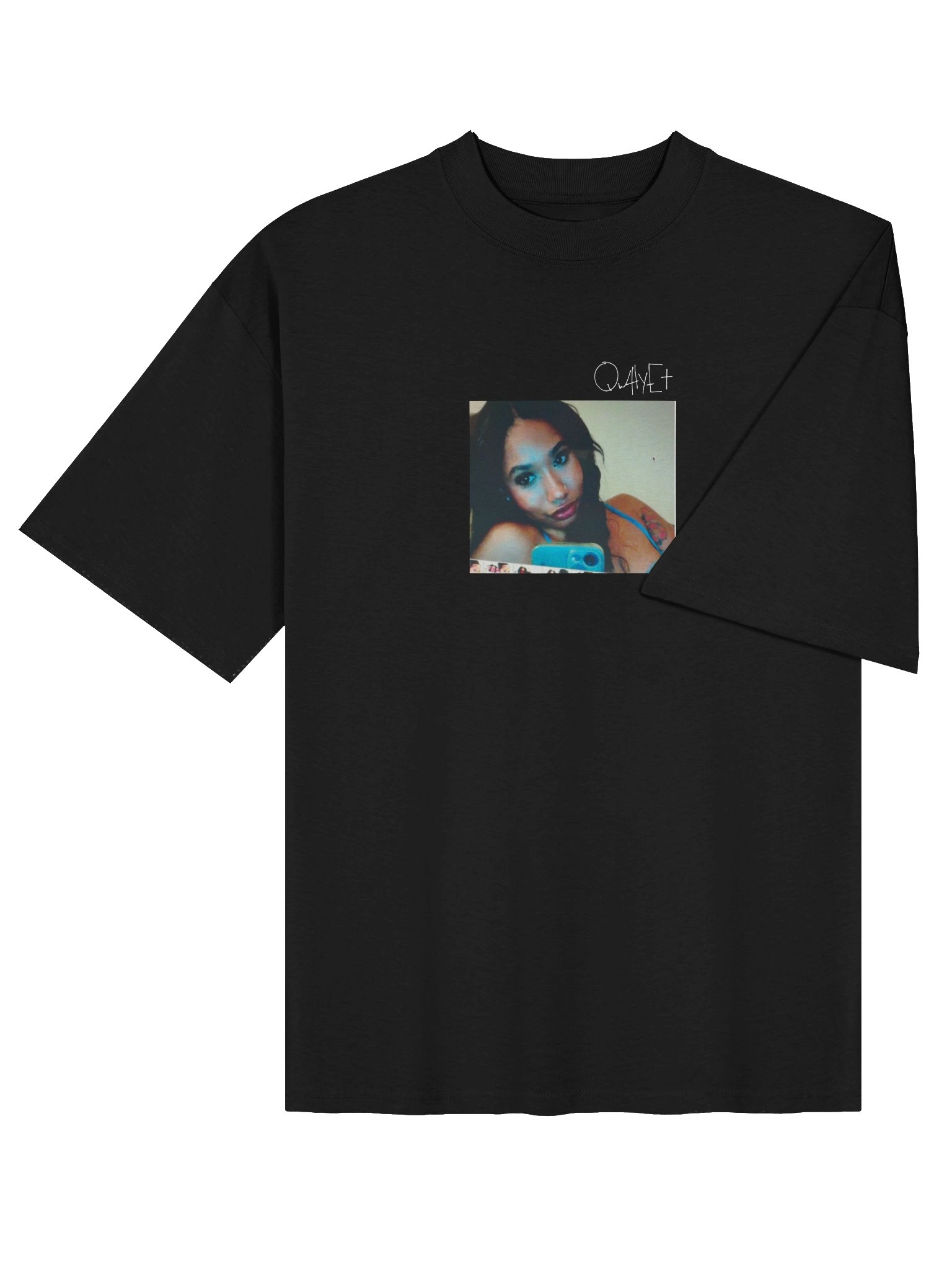 QWHYET BADDIE Oversized Tee (WHITE LOGO) product image (8)