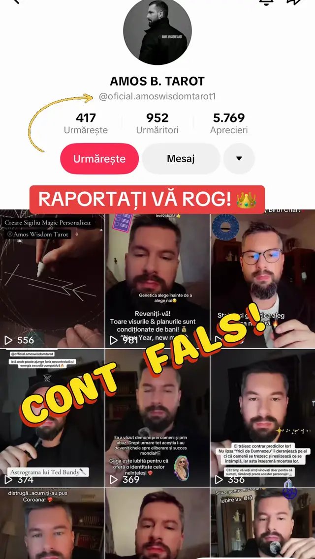 Nu uitați că niciodată nu vă abordez și nu scriu mesaje private în care să solicit bani! Eu nu fac momentan ședințe private!  #fakeaccount #report #amoswisdomtarot 