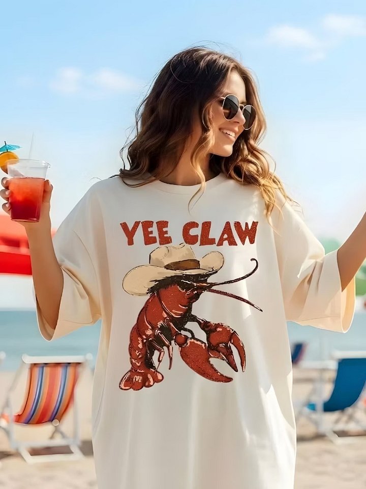 Lobster Cowboy Tee Yee Claw Funny Lobster Western Shirt product image (1)