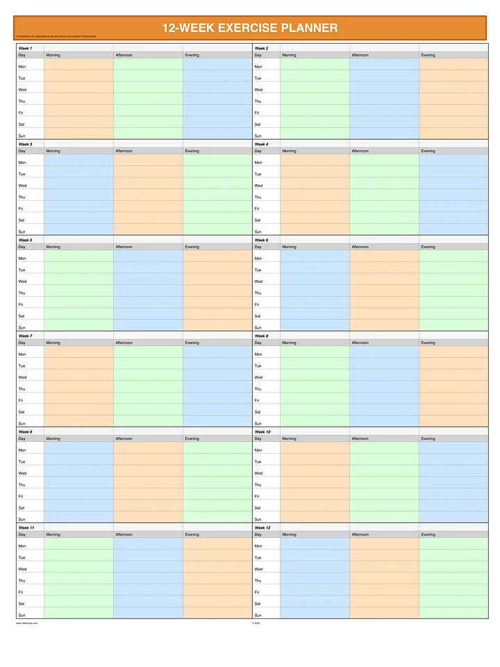 12 Week Exercise Planner product image (1)