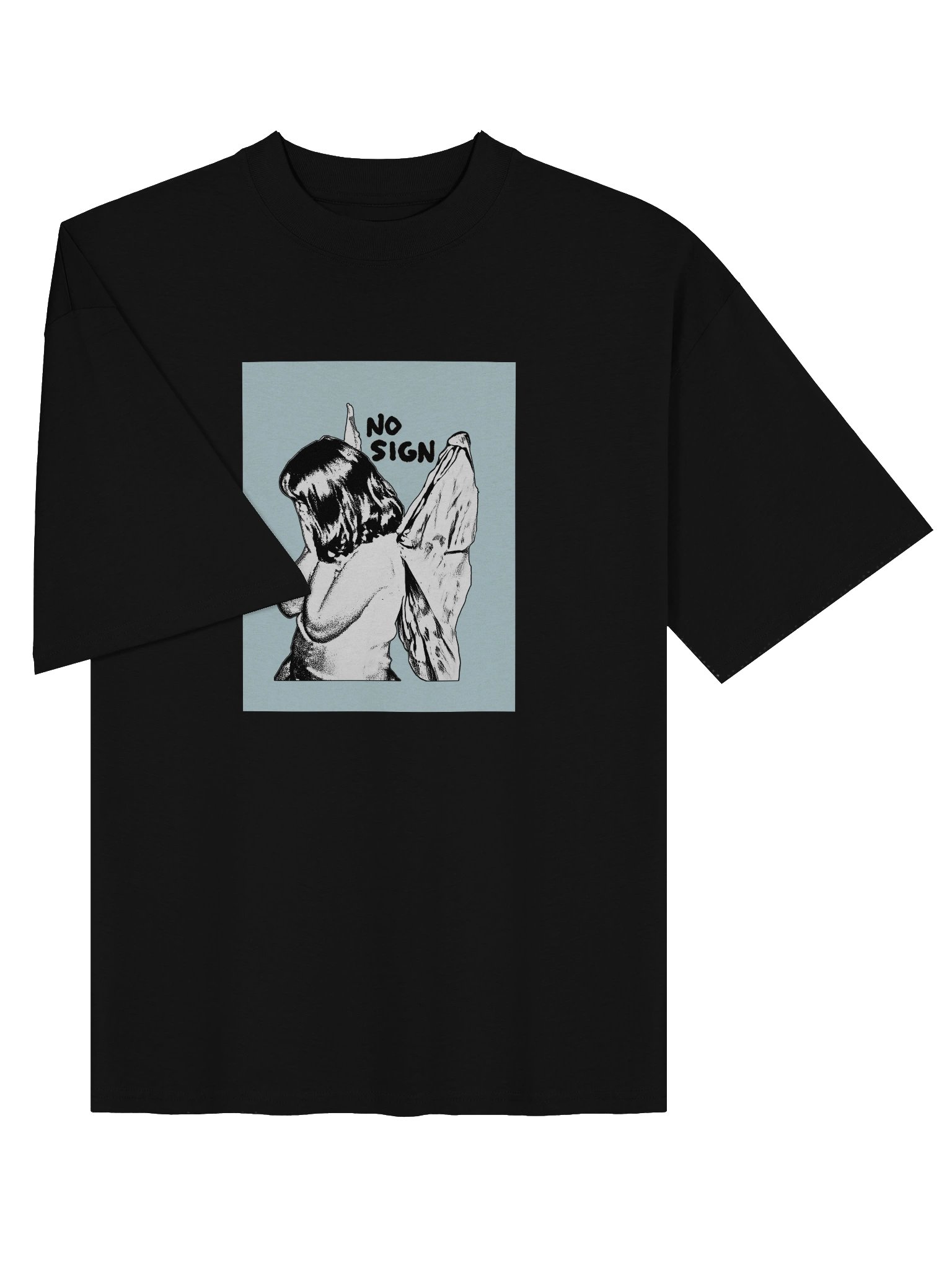 "NO SIGN" blue unisex boxy tee product image (5)