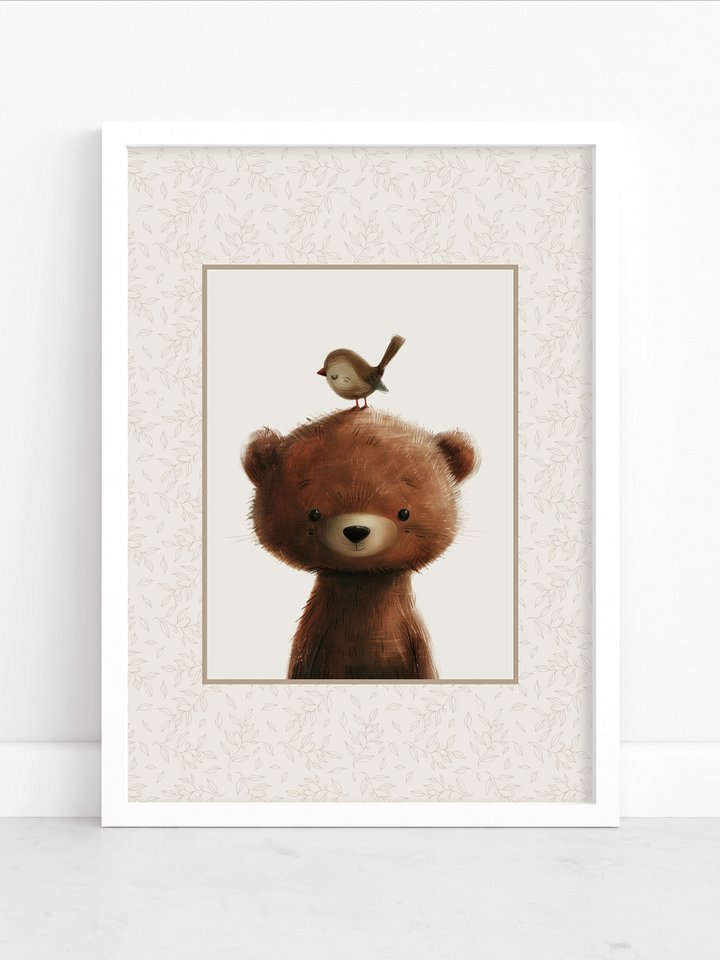 Woodland Bear Boho Nursery Print product image (1)
