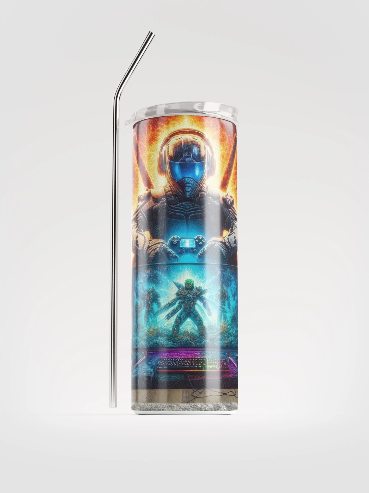 Neon Sci-Fi Gaming Stainless Steel Tumbler product image (1)