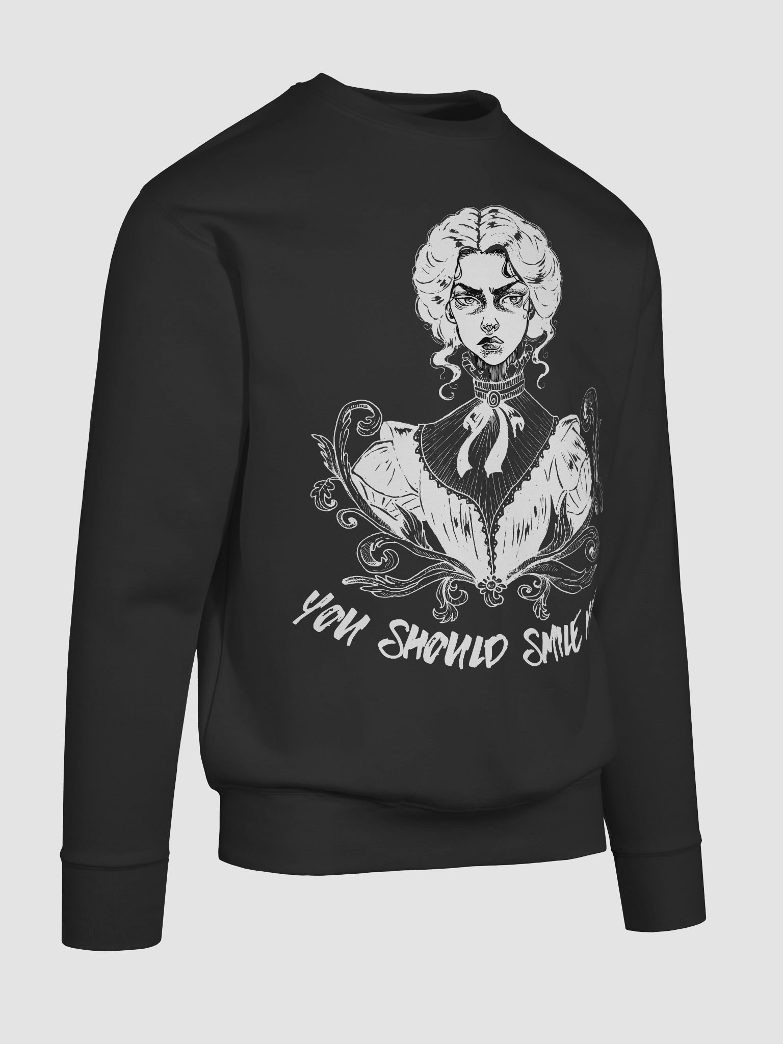 "SMILE MORE" Black Sweatshirt (Design #3) product image (4)
