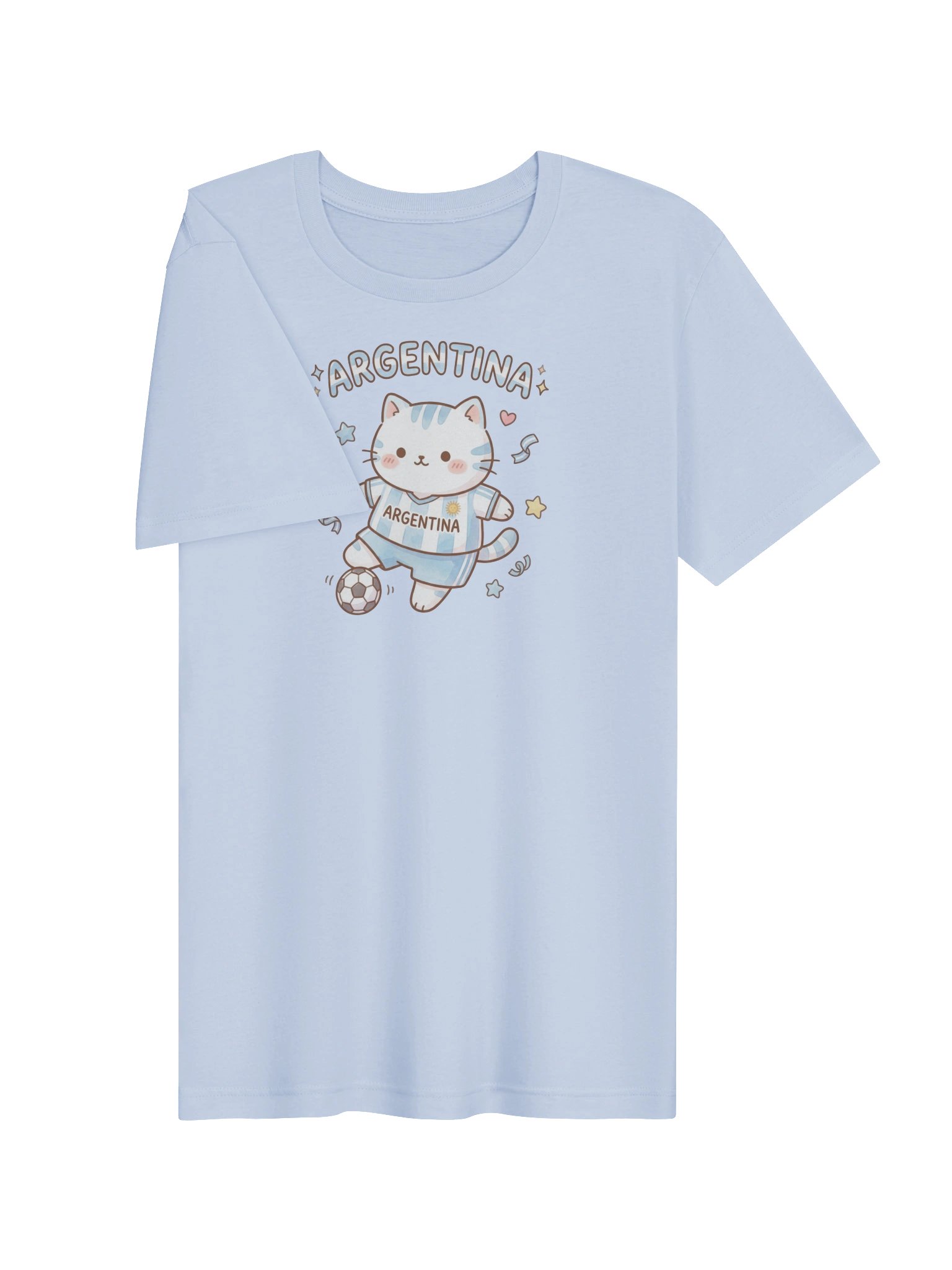 Argentina Soccer Cat Shirt, Cute Argentina Fan Tee, Kawaii Football Supporter T-Shirt product image (13)