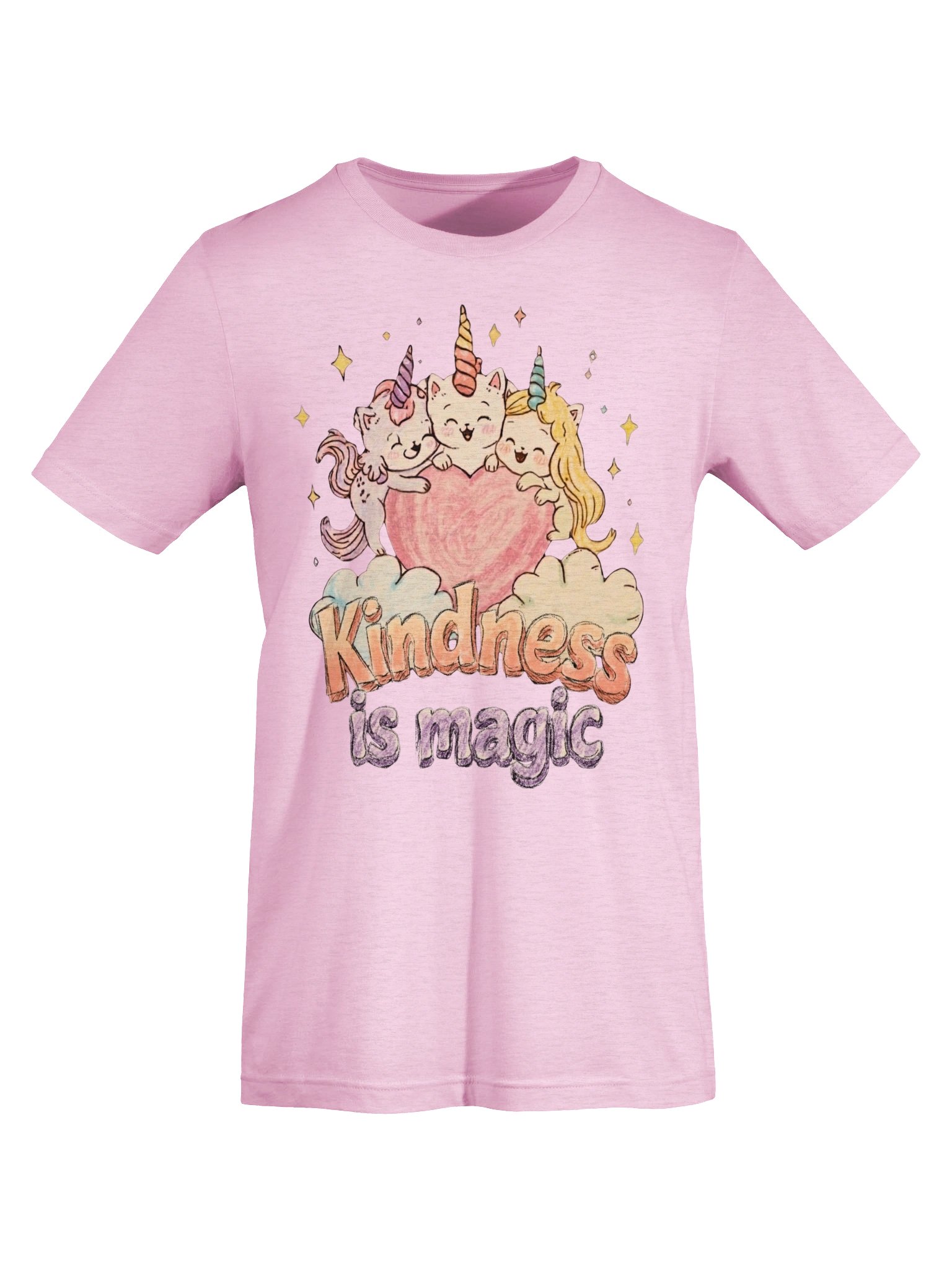 Kindness Is Magic Shirt, 80s-Inspired Cartoon Unicorn Cat Tee, Retro Pastel Rainbow Shirt product image (132)