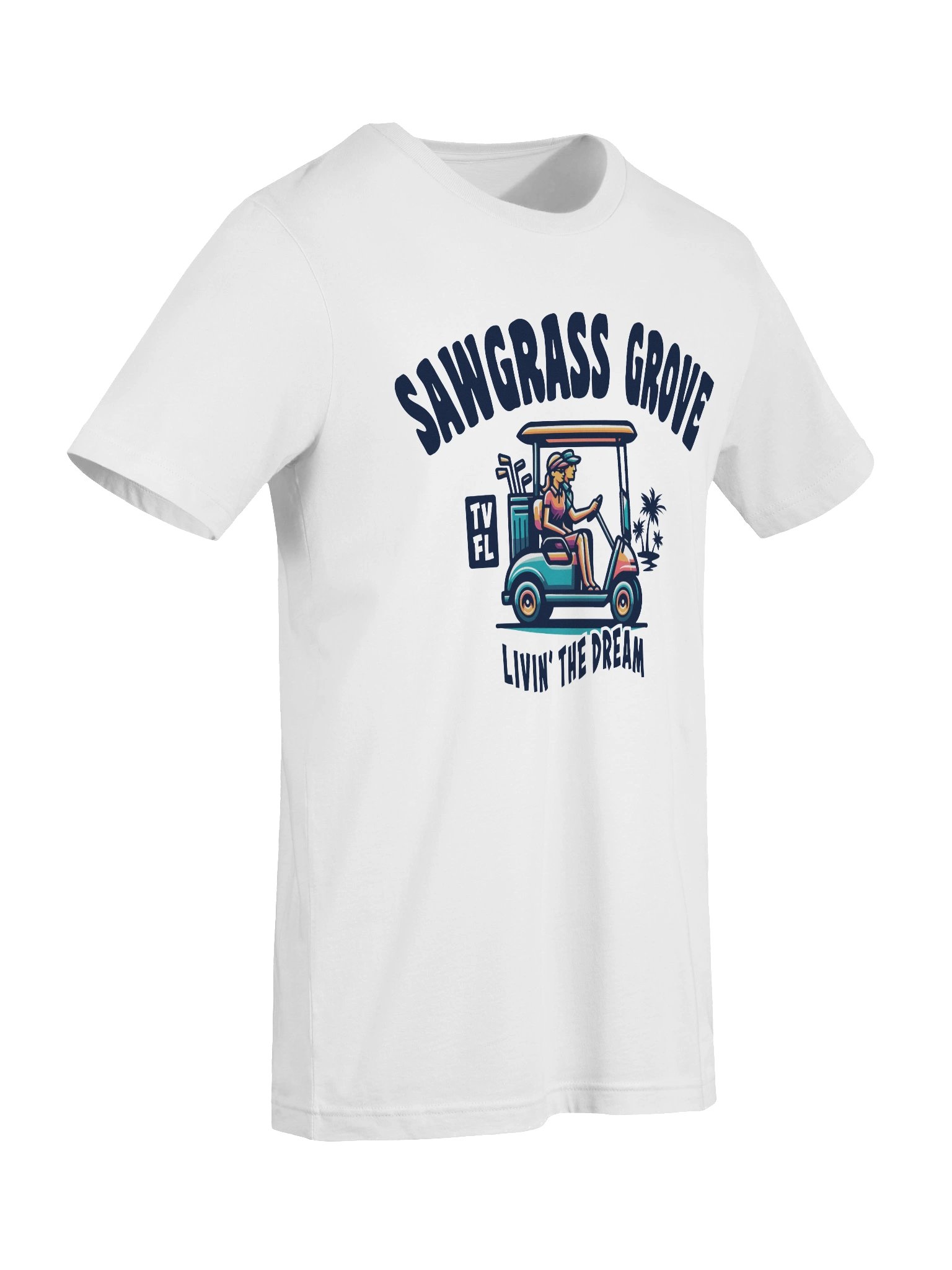 Sawgrass Grove TV Florida USA Fun Golf Cart Design T-shirt product image (51)
