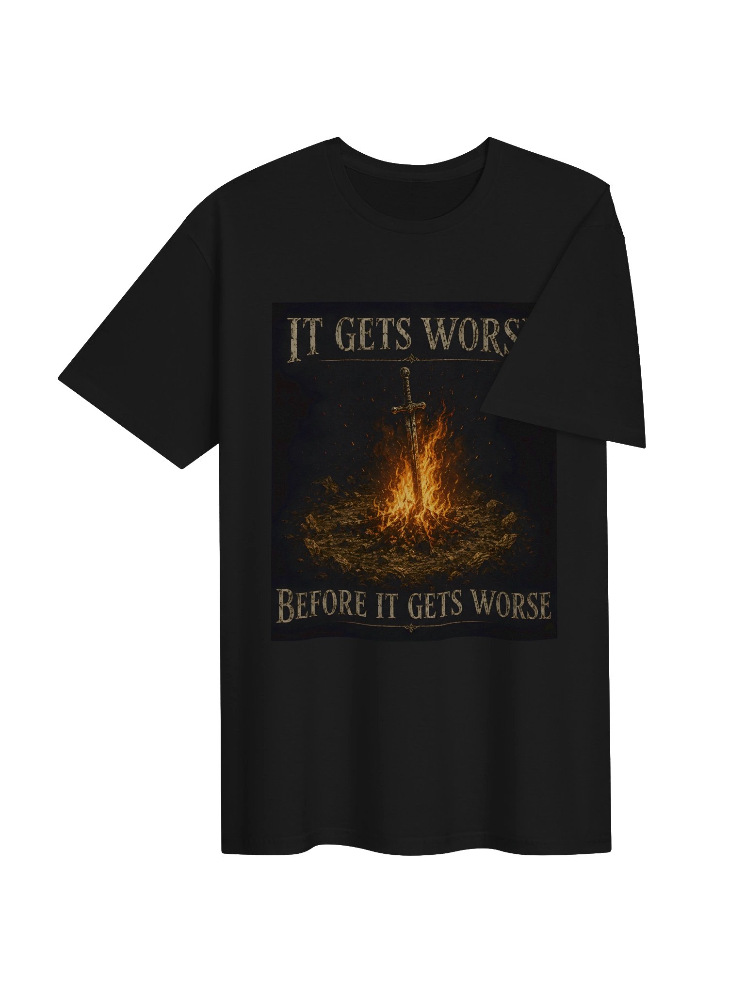It Gets Worse Before It Gets Worse T-Shirt | Bonfire RPG Gamer Meme Tee | Dark Souls Shirt product image (25)