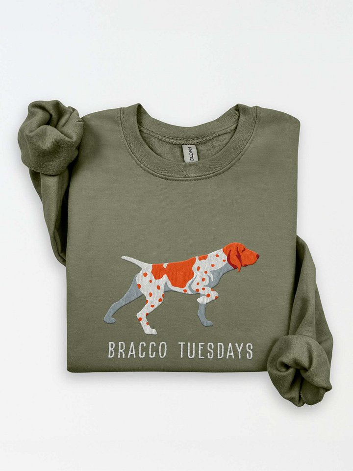 Bracco Tuesdays Sweatshirt (Embroidered) of a Bracco Italiano(Orange & White) product image (1)