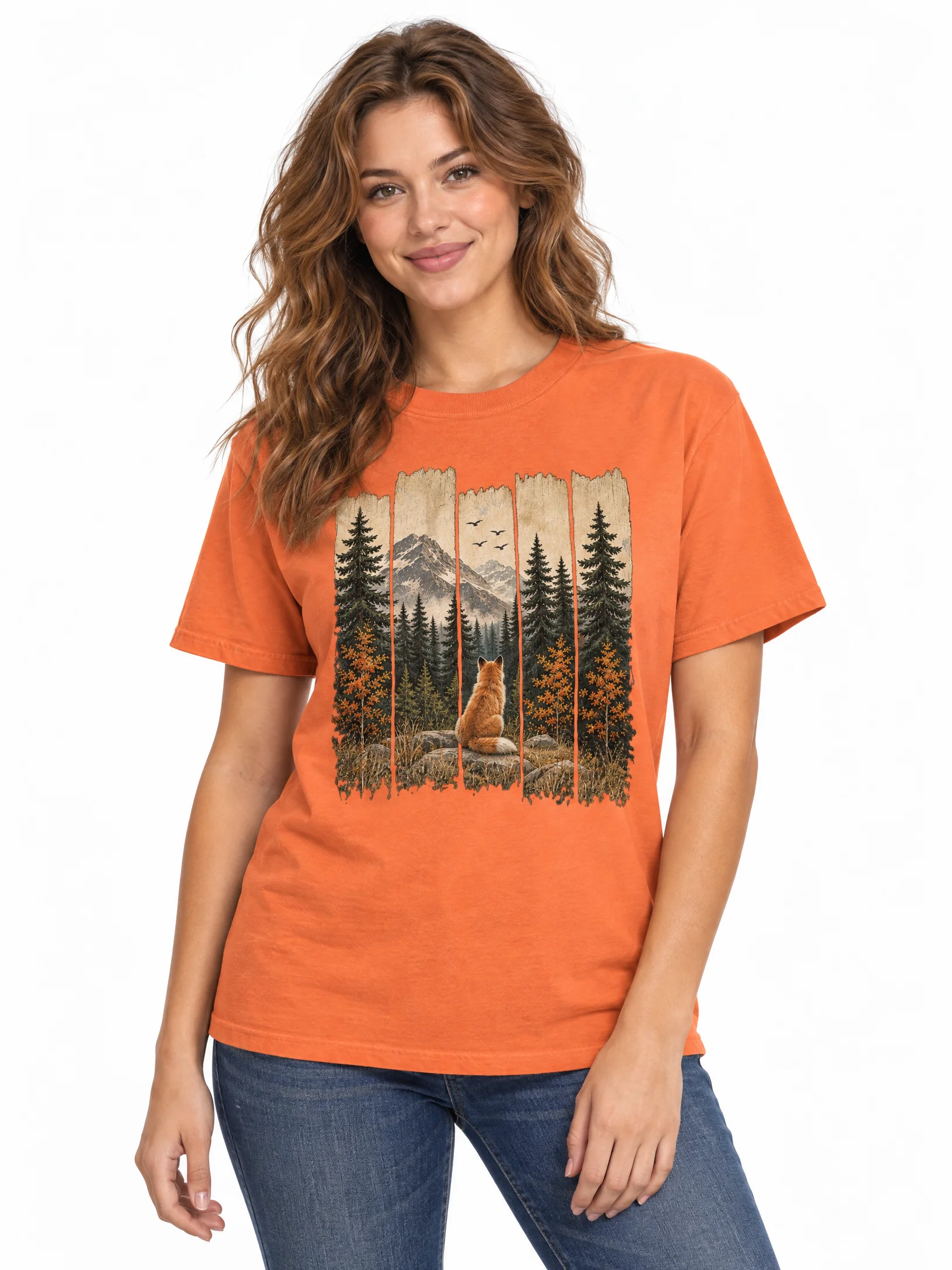 AUTUMN FOX FOREST T-SHIRT | WILDLIFE ART product image (3)