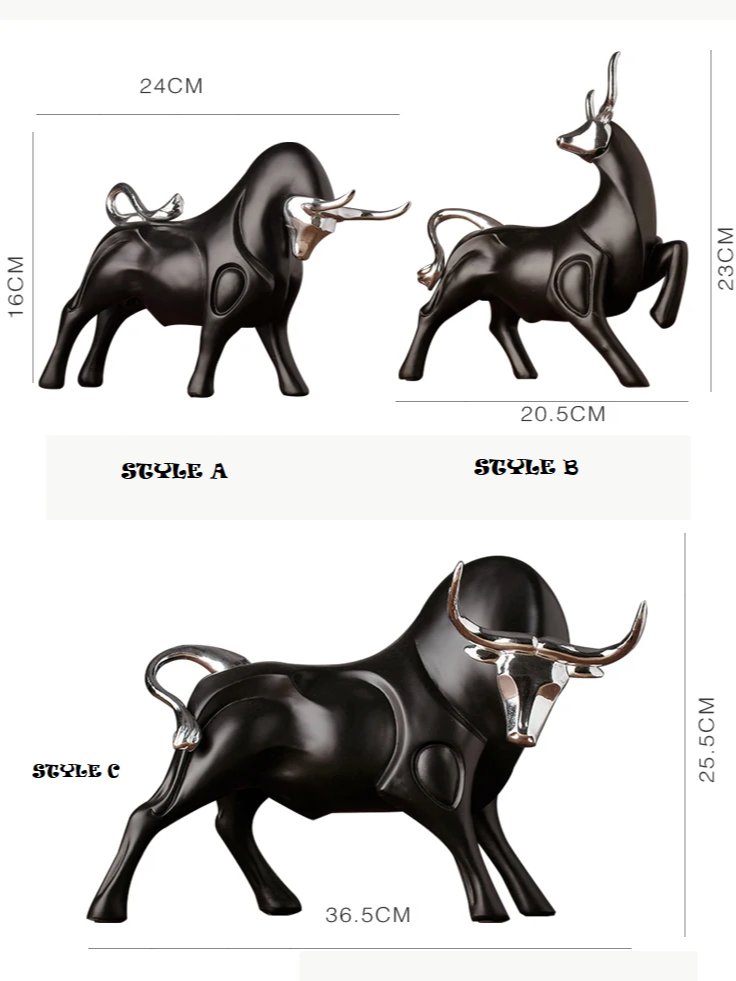Modern Bull Sculptures — Red & Black Resin Ox Statues for Home & Office Decor product image (8)